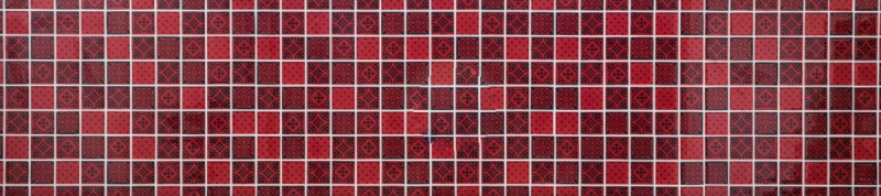 Piastrelle di mosaico vintage retrò per la cucina, mosaico di vetro rosso traslucido, aspetto cristallo rosso MOS78B-0902_f | 10 tappetini di mosaico