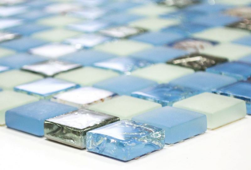 Piastrella di mosaico dipinta a mano Backsplash di piastrelle Blu traslucido Mosaico di vetro Crystal shell blue MOS82B-0104_m