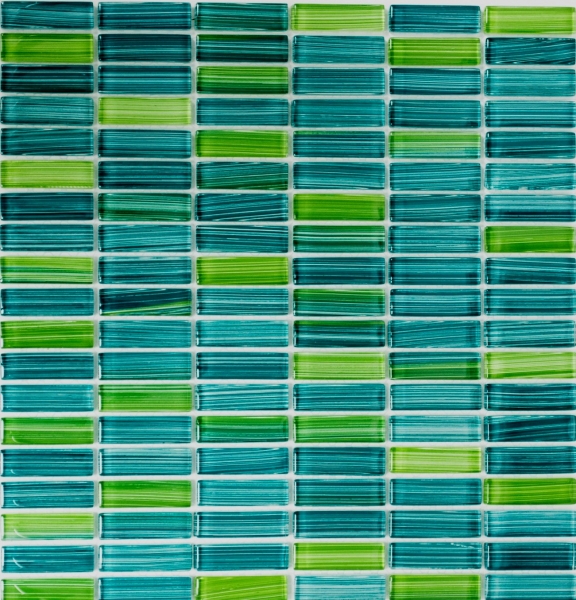 Piastrella di vetro a mosaico Stile aste bottiglie verde turchese kiwi alzatina cucina MOS77-0508