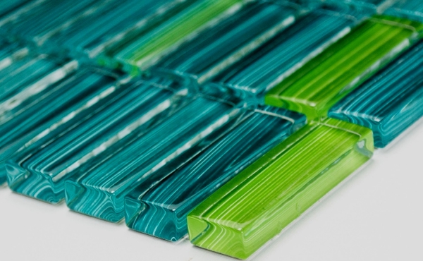 Piastrella di vetro a mosaico Stile aste bottiglie verde turchese kiwi alzatina cucina MOS77-0508