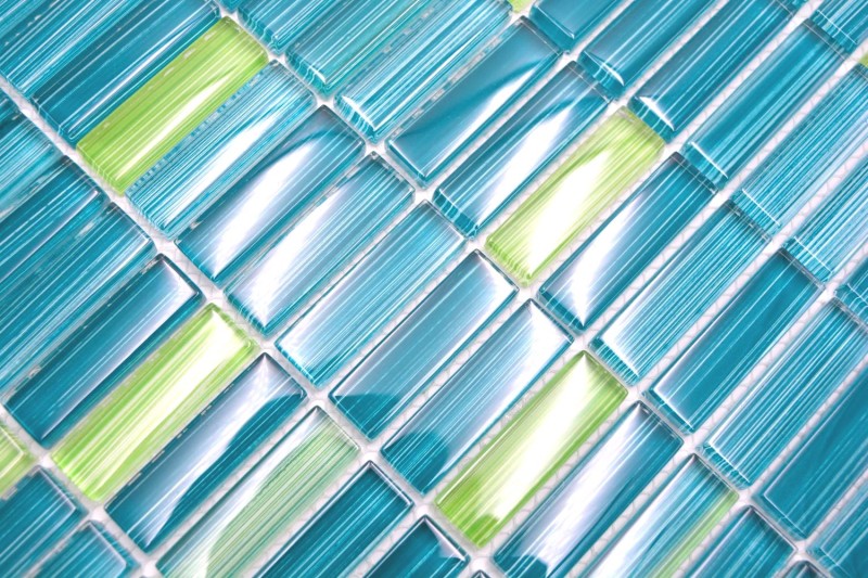 Piastrella di vetro a mosaico Stile aste bottiglie verde turchese kiwi alzatina cucina MOS77-0508