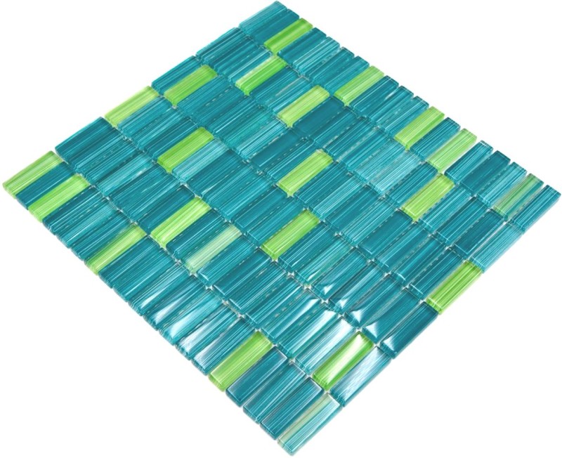 Piastrella di vetro a mosaico Stile aste bottiglie verde turchese kiwi alzatina cucina MOS77-0508