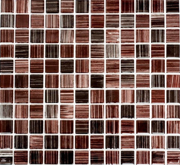 Piastrella di mosaico modellata a mano Mosaico di vetro traslucido marrone striato Cristallo marrone striato MOS64-1309_m