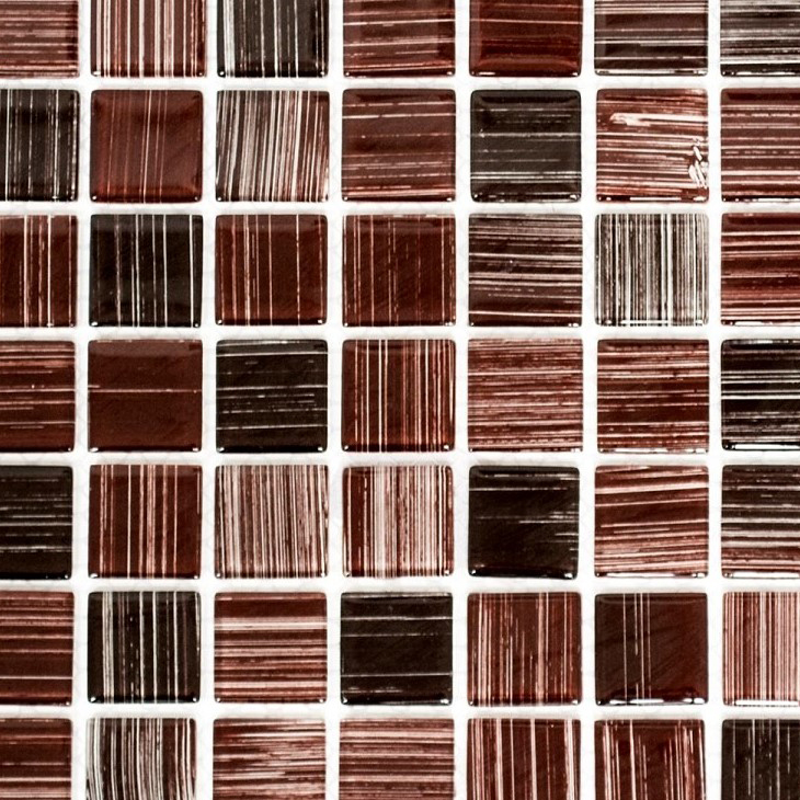 Piastrella di mosaico modellata a mano Mosaico di vetro traslucido marrone striato Cristallo marrone striato MOS64-1309_m