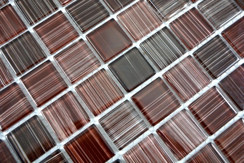 Mosaico di vetro tessere di mosaico linea marrone piastrelle specchio parete doccia MOS64-1309