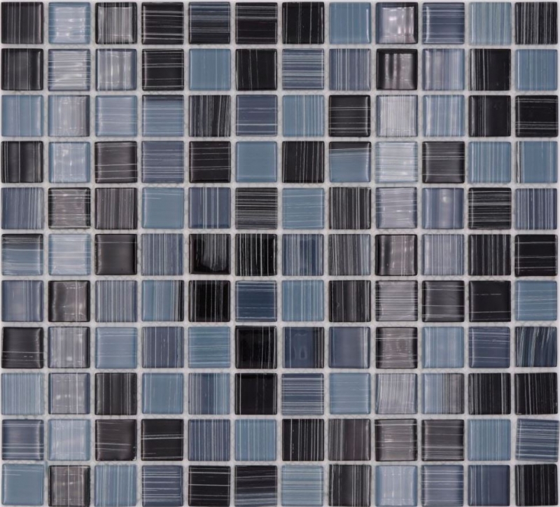 Mosaico di vetro linea mosaico nero antracite piscina mosaico piscina mosaico MOS64-0302