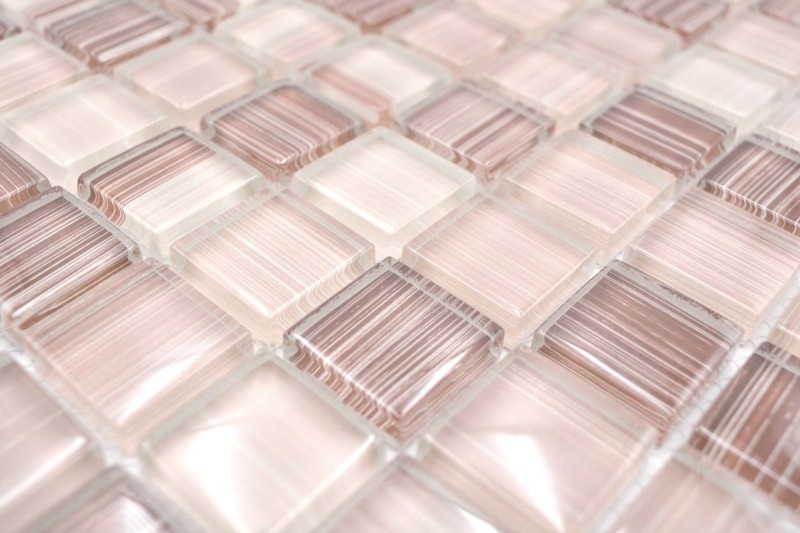 Piastrella di vetro a mosaico Stile beige marrone per lalzatina della cucina MOS74-1209