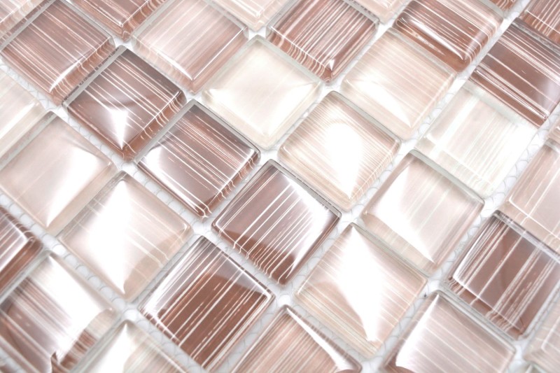 Piastrella di vetro a mosaico Stile beige marrone per lalzatina della cucina MOS74-1209