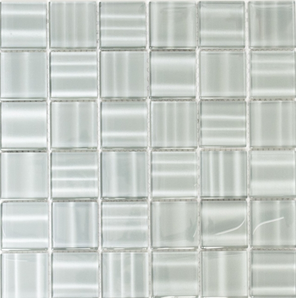 Piastrella di mosaico dipinta a mano Grigio traslucido Mosaico di vetro Cristallo ologramma Codice a barre grigio MOS110-0202_m