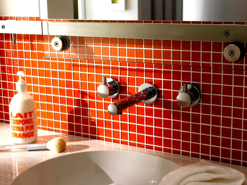 Piastrella di mosaico di vetro rosso BAGNO WC cucina PARETE tappetino di mosaico MOS60-0904