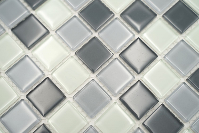 Piastrelle di mosaico bianco grigio antracite mosaico di vetro BAGNO WC cucina MURO pannello di mosaico MOS62-0204