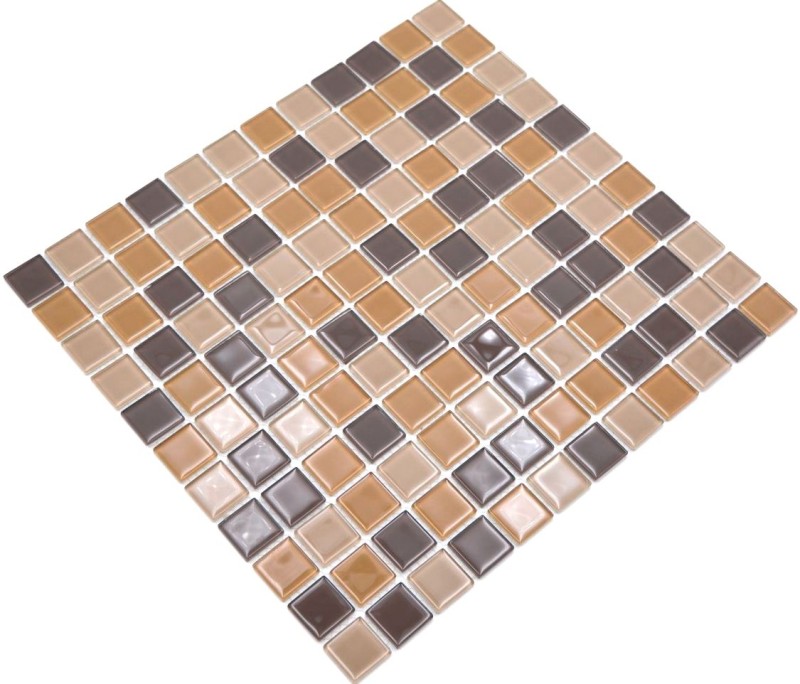 Piastrelle mosaico vetroso beige marrone caffè BAGNO WC cucina MURO pannello mosaico MOS62-1302