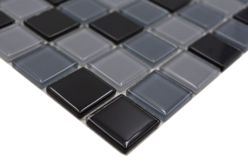 Piastrelle di mosaico di vetro grigio antracite nero BAGNO WC cucina MURO pannello di mosaico MOS62-0208