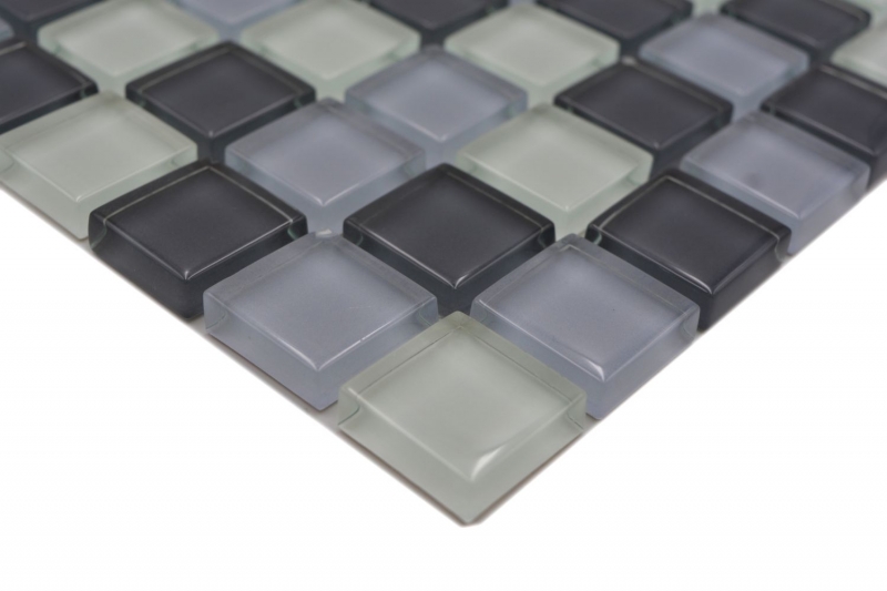 Mosaico di vetro tessere di mosaico bianco grigio antracite BAGNO WC cucina MURO MOS72-0204