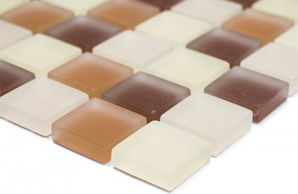 Piastrella di mosaico dipinta a mano Mosaico di vetro marrone traslucido Cristallo marrone opaco smerigliato MOS72-1311_m