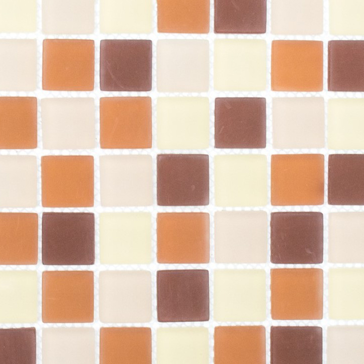 Piastrella di mosaico dipinta a mano Mosaico di vetro marrone traslucido Cristallo marrone opaco smerigliato MOS72-1311_m
