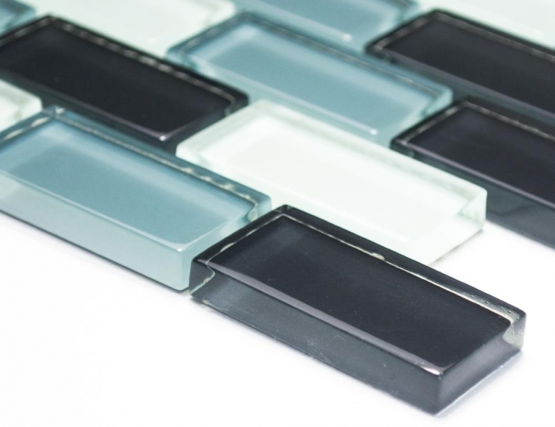 Mosaico di vetro Tappeto di mosaico Bordo di mosaico bianco grigio nero Mattone MOS76-0204