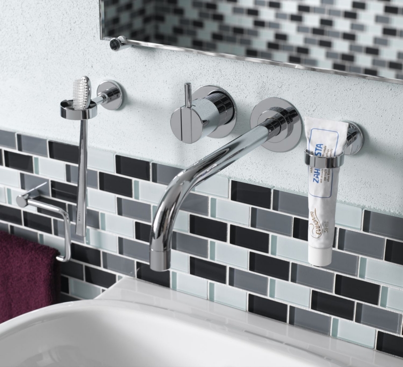 Mosaico di vetro Tappeto di mosaico Bordo di mosaico bianco grigio nero Mattone MOS76-0204