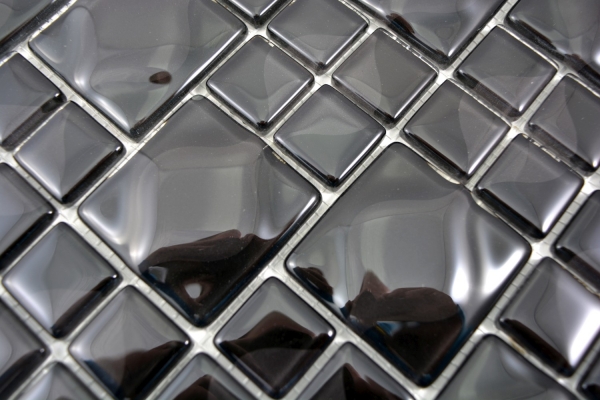 Piastrella di mosaico dipinta a mano nero traslucido 3D nero Red Dot Design MOS68-0305_m