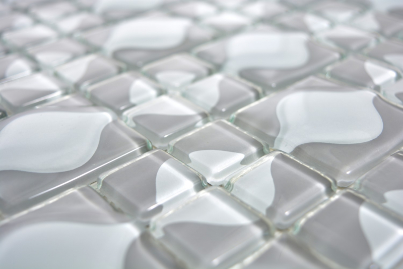 Piastrella a mosaico Grigio traslucido 3D grigio Red Dot Design BAGNO WC Cucina MURO MOS68-0215_f | 10 tappetini a mosaico