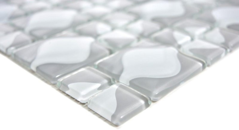Mosaico di vetro tessere 3D grigio grigio punto design BAGNO WC CUCINA PARETE MOS68-0215