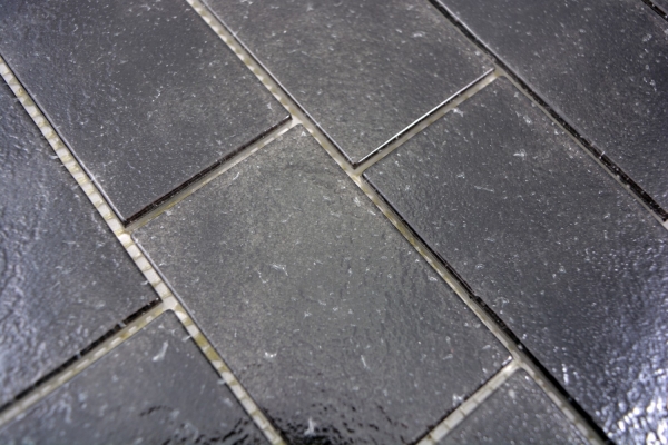 Mosaico di vetro Piastrelle di mosaico antracite grafite nero Legame con il muro Nero MOS68-0349L