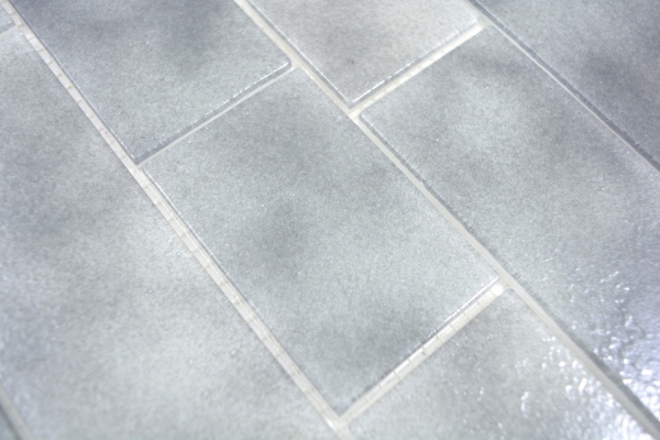 Piastrella di mosaico dipinta a mano, grigio traslucido, legame con la muratura Grigio MOS68-0259L_m
