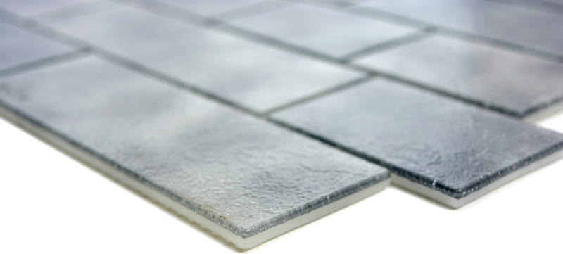 Piastrella di mosaico dipinta a mano, grigio traslucido, legame con la muratura Grigio MOS68-0259L_m