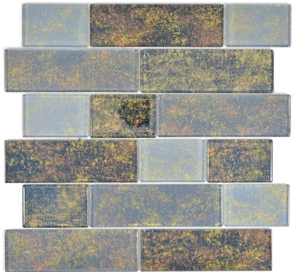 Piastrella di mosaico a mano traslucida nera in muratura composita Rusty Black MOS68-2569L_m