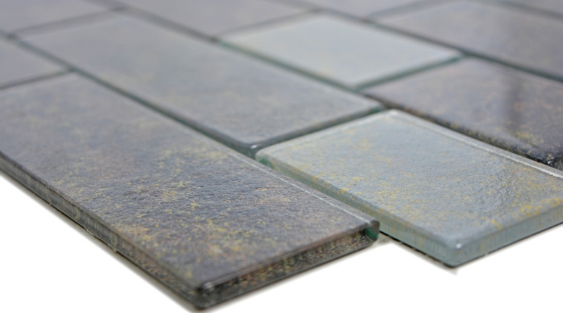 Piastrella di mosaico a mano traslucida nera in muratura composita Rusty Black MOS68-2569L_m