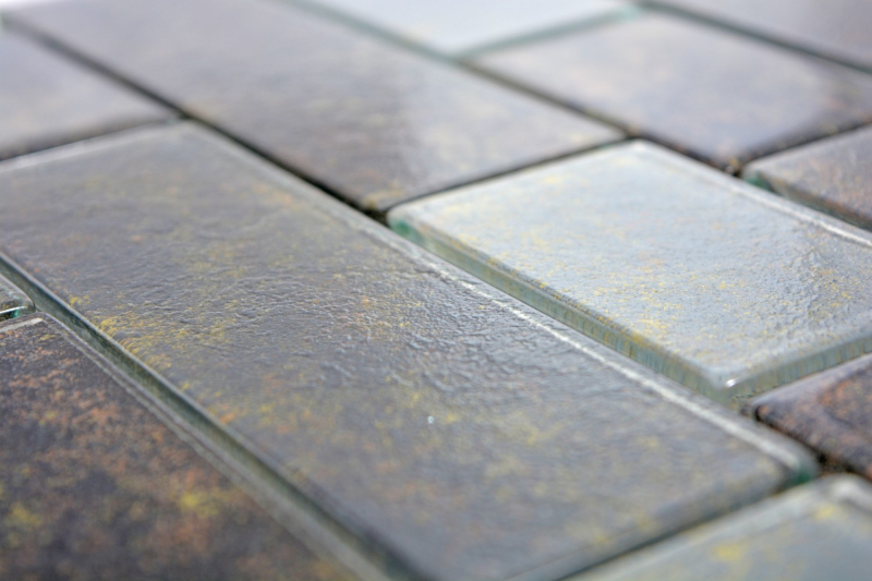 Piastrella di mosaico a mano traslucida nera in muratura composita Rusty Black MOS68-2569L_m
