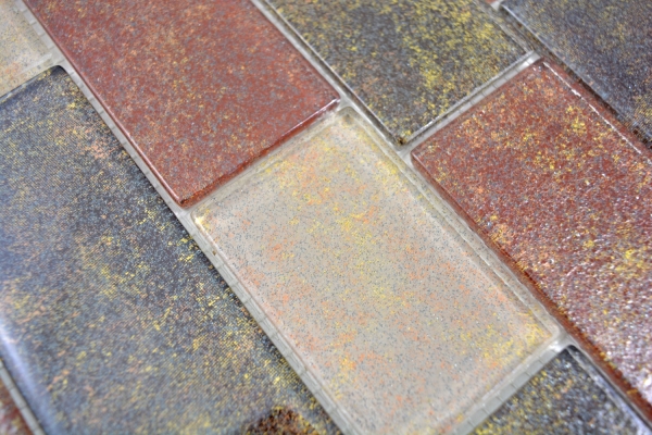 Piastrella a mosaico Marrone traslucido Composito per muratura Marrone arrugginito MOS68-1379L_f | 10 tappetini a mosaico