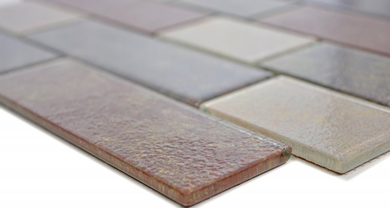 Piastrella a mosaico Marrone traslucido Composito per muratura Marrone arrugginito MOS68-1379L_f | 10 tappetini a mosaico