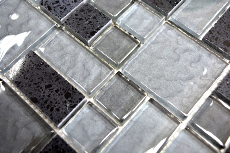 Mano modello mosaico piastrelle traslucido composito nero combinazione di vetro mosaico cristallo artificiale nero MOS88-K989_m