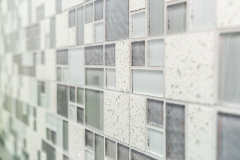 Pietra artificiale vetro mosaico tessere di mosaico composito bianco antico bianco grigio chiaro antracite piastrelle backsplash muro - MOS88-K990