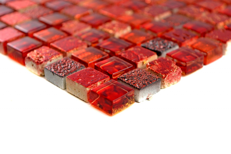 Piastrella di mosaico dipinta a mano Rosso traslucido Mosaico di vetro Cristallo Resina rosso BAGNO WC Cucina PARETE MOS92-0904_m