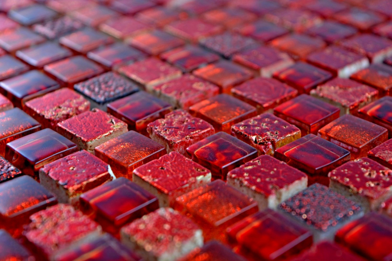 Piastrella di mosaico dipinta a mano Rosso traslucido Mosaico di vetro Cristallo Resina rosso BAGNO WC Cucina PARETE MOS92-0904_m