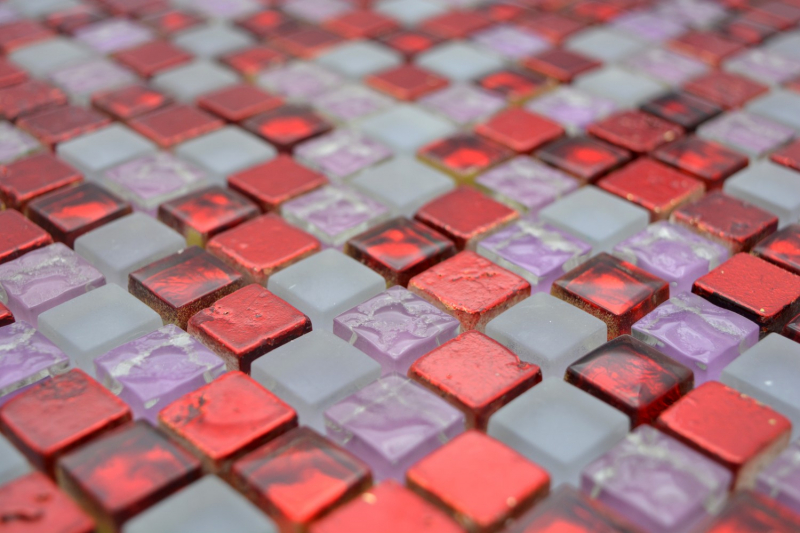 Piastrella di vetro a mosaico rosso rosa resina opaca smerigliata backsplash cucina - MOS92-0911