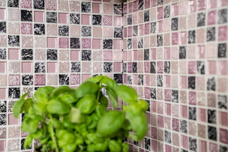 Pietra artificiale mosaico rustico piastrelle di vetro mosaico resina rosa rosa magenta BAGNO WC cucina WALL piastrelle backsplash - MOS82-1104