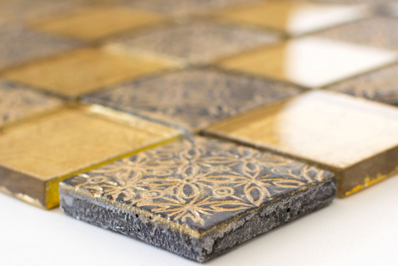 Mosaico di vetro oro mosaico piastrelle resina aspetto piastrelle backsplash cucina doccia parete MOS88-8OP7