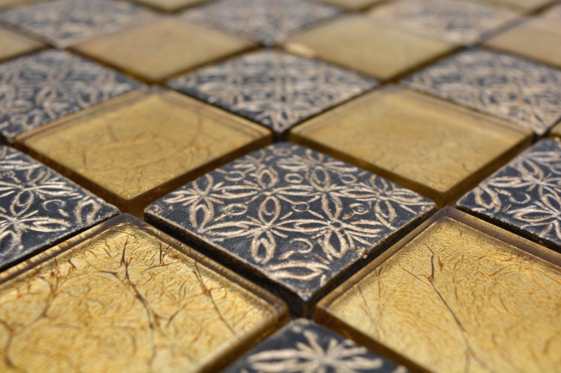 Mosaico di vetro oro mosaico piastrelle resina aspetto piastrelle backsplash cucina doccia parete MOS88-8OP7