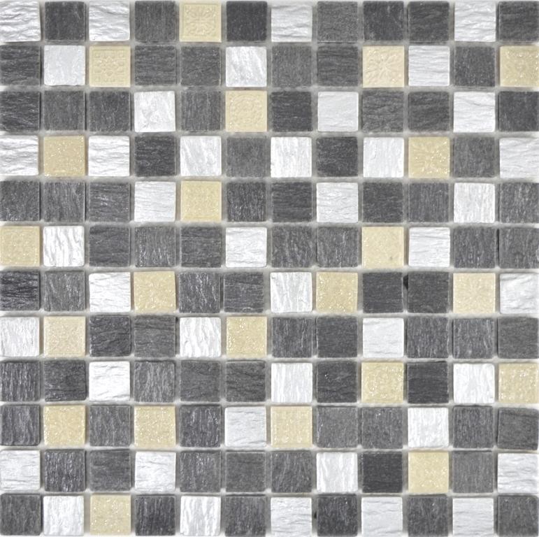 Piastrella di mosaico dipinta a mano Grigio traslucido nero Mosaico di vetro Cristallo Resina grigio nero argento MOS83-0226_m