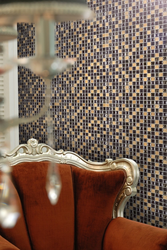 Mosaico di vetro pietra naturale mosaico piastrelle resina nero oro argento cucina splashback piastrelle backsplash bagno - MOS92-0301
