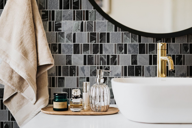Marmo vetro mosaico piastrelle grigio grigio chiaro antracite argento cucina muro piastrelle backsplash bagno WC - MOS88-0210