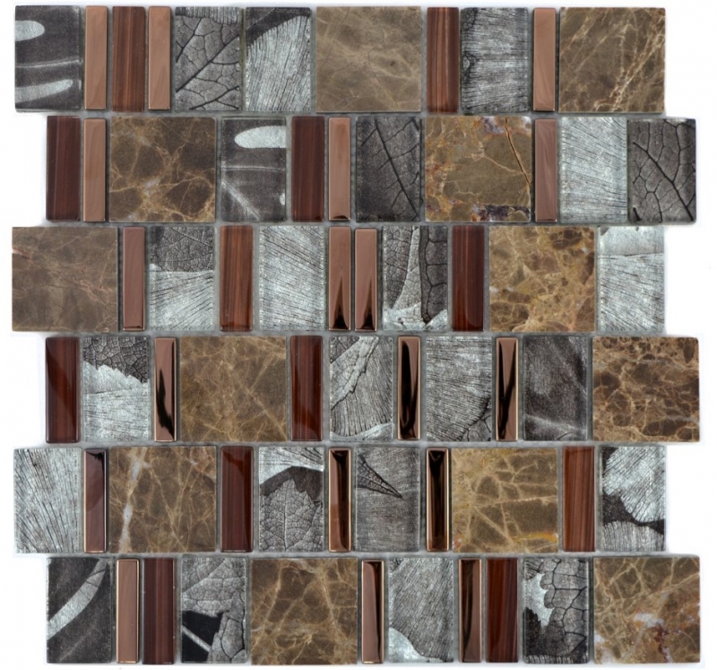 Marmo vetro mosaico piastrelle marrone rame grigio antracite backsplash parete bagno cucina WC - MOS88-1220