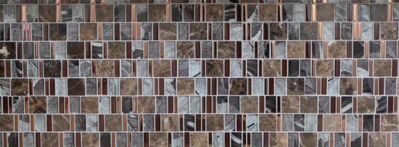 Marmo vetro mosaico piastrelle marrone rame grigio antracite backsplash parete bagno cucina WC - MOS88-1220
