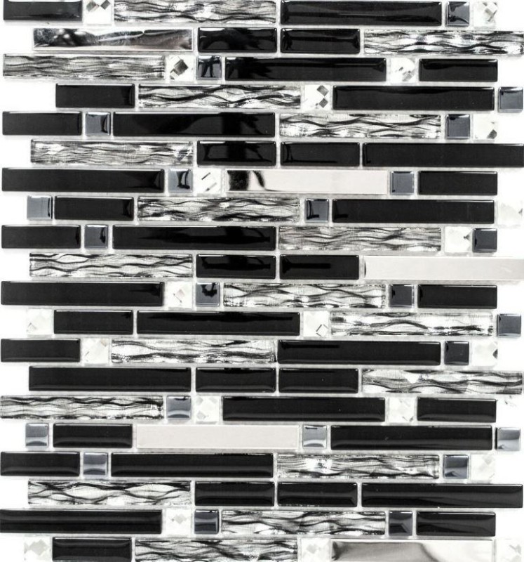 Aste per mosaico di vetro tessere per mosaico in acciaio inox nero argento MOS86-0302
