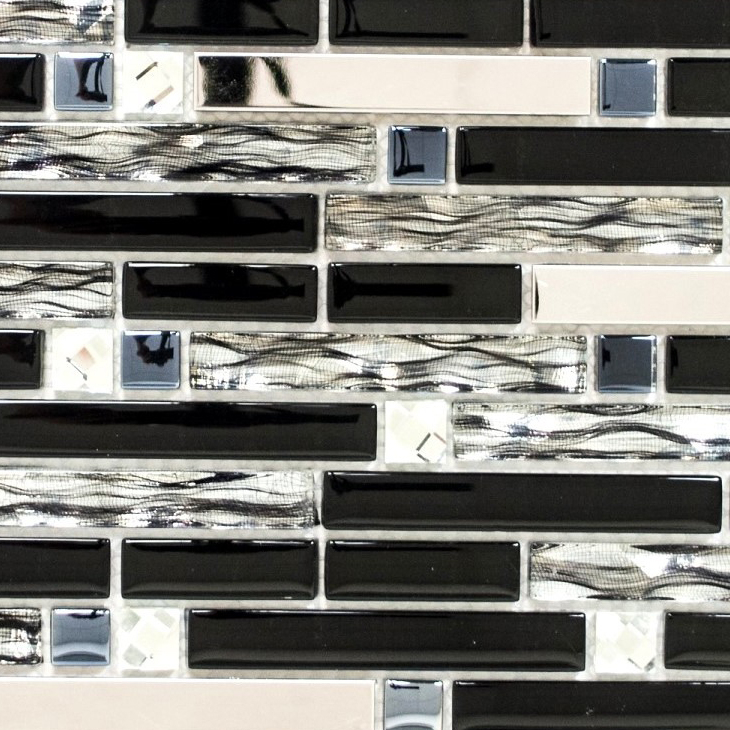Aste per mosaico di vetro tessere per mosaico in acciaio inox nero argento MOS86-0302