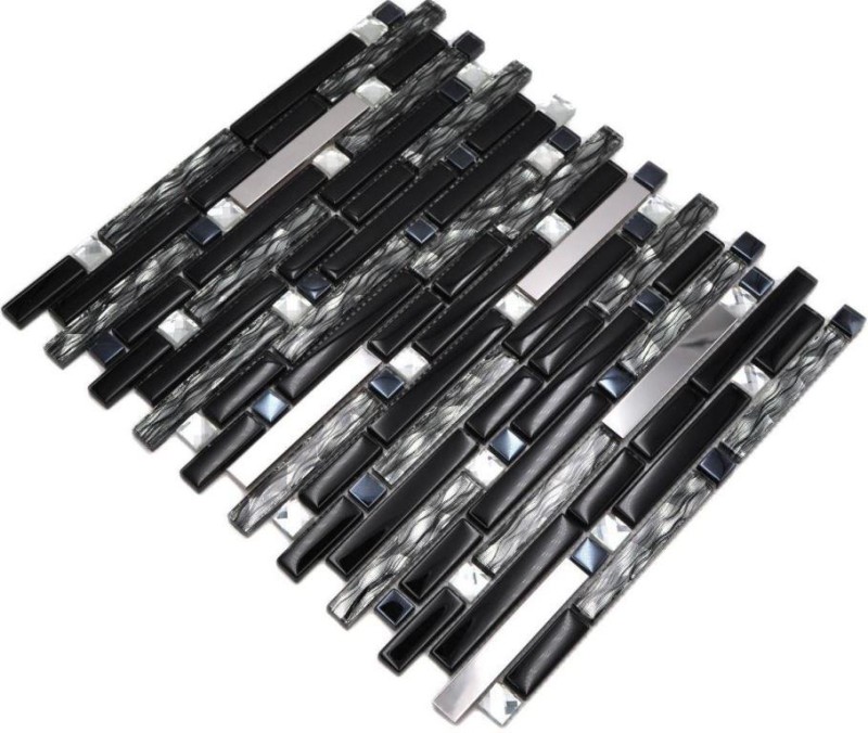 Aste per mosaico di vetro tessere per mosaico in acciaio inox nero argento MOS86-0302