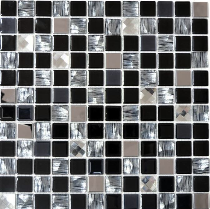Mosaico in acciaio inox mosaico di vetro antracite argento nero MOS63-CM-426